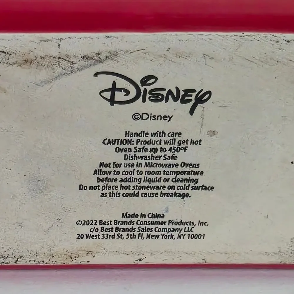 Disney Mickey Minnie Heart Stoneware Loaf Baking Dish Red 2022